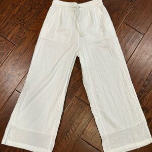 White Wide-Leg Linen Pants